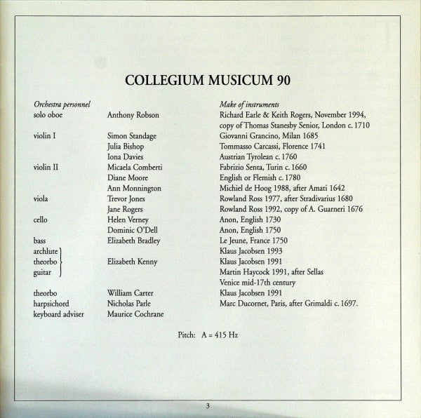 Albinoni*, Simon Standage, Collegium Musicum 90, Anthony Robson : Complete Oboe Concertos (CD, Album)