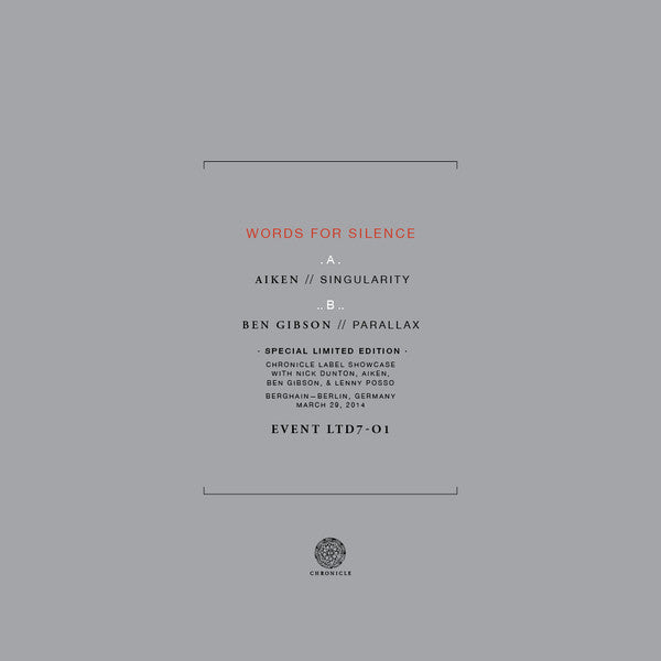 Aiken / Ben Gibson : Words For Silence (7", Ltd)