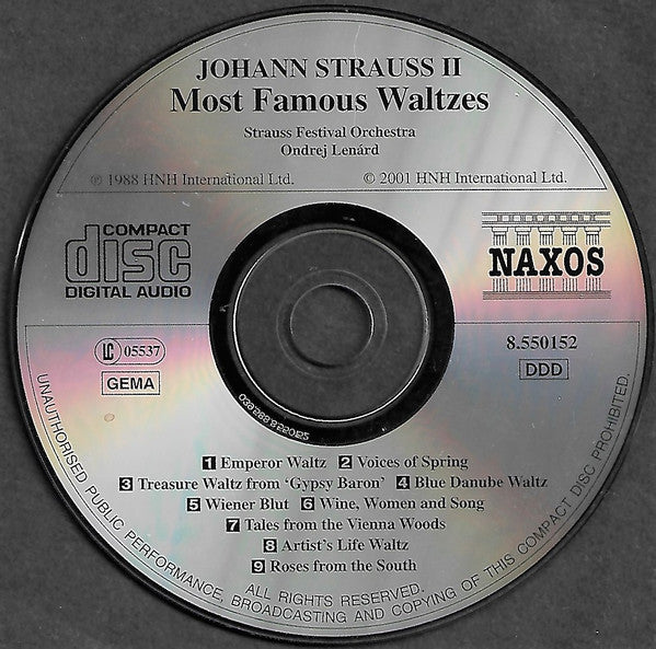 Johan Strauss II* : The Blue Danube - Most Famous Waltzes (CD, Comp)