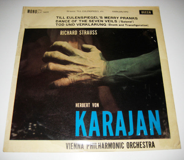 Richard Strauss, Herbert Von Karajan, Vienna Philharmonic Orchestra* : Till Eulenspiegel's Merry Pranks / Dance Of The Seven Veils / Tod Und Verklärung (LP, Mono)
