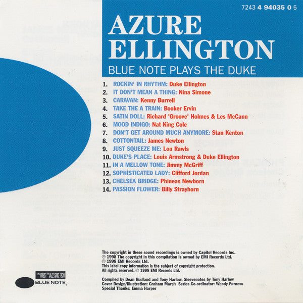 Various : Azure Ellington (Blue Note Plays The Duke) (CD, Comp, Enh)