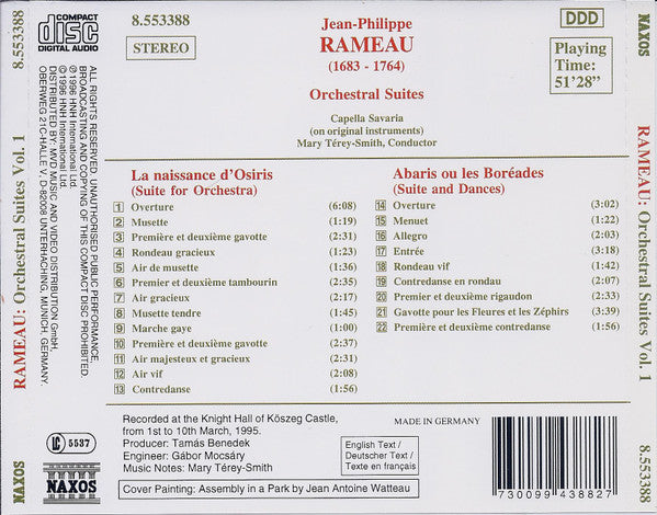 Rameau* - Capella Savaria, Mary Térey-Smith : La Naissance D'Osiris (Suite For Orchestra) / Abaris Ou Les Boréades (Suite And Dances) (CD)