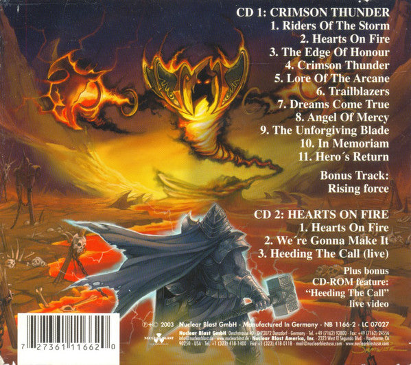 HammerFall : Crimson Thunder / Hearts On Fire (Comp, Sli + CD, Album + CD, Maxi, Enh)